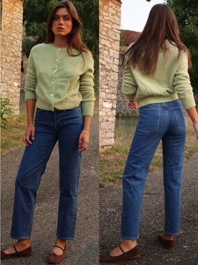 NEW DOEN Diana Crop Rousseau Wash Jeans High Rise Straight Leg
